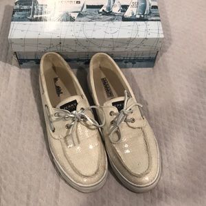Bahama white sequin silver/white Sperrys